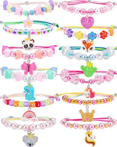 PinkSheep Bracelets for Girl Kids 12PC Jewelry for Little Girl Unicorn Friendship Bracelets Unicorn Flower in Kuwait