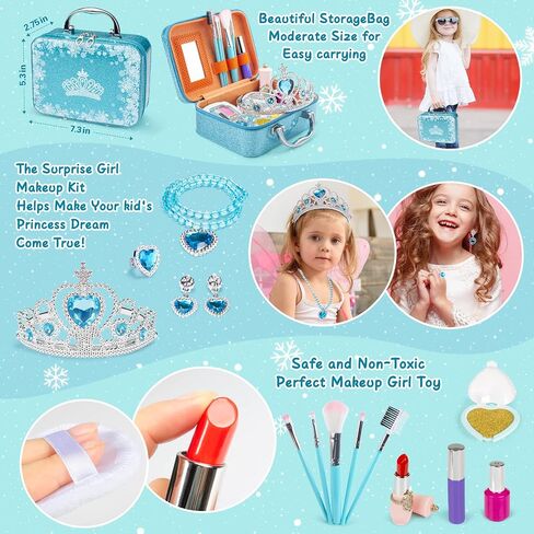 Kids Makeup Kit for Girls Real Washable Cosmetic 3+ Year Girl Birthday Gifts Pretend Play Toys for Girls 4-6, 6-8, 8-10 Non-Toxic in Kuwait