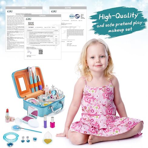 Kids Makeup Kit for Girls Real Washable Cosmetic 3+ Year Girl Birthday Gifts Pretend Play Toys for Girls 4-6, 6-8, 8-10 Non-Toxic in Kuwait
