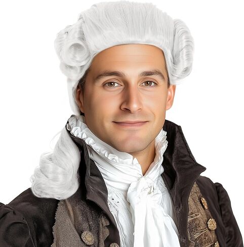 VZQI Colonial Wig Man Judge Wig George Washington Wig Halloween Costume Cosplay Gray Wig in Saudi Arabia