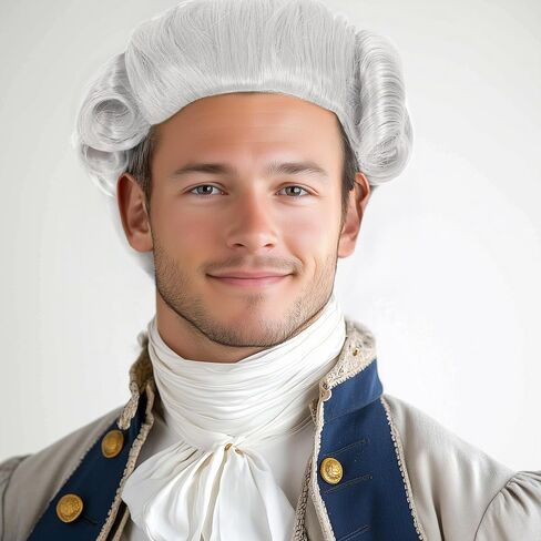 VZQI Colonial Wig Man Judge Wig George Washington Wig Halloween Costume Cosplay Gray Wig in Saudi Arabia