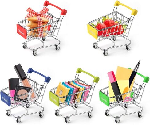 Shindel Mini Shopping Cart, Shopping Store Mini Toys Supermarket Handcart Shopping Cart Model, Desk Storage Toys Holder, Party Doll House Store Cosplay Game in Saudi Arabia