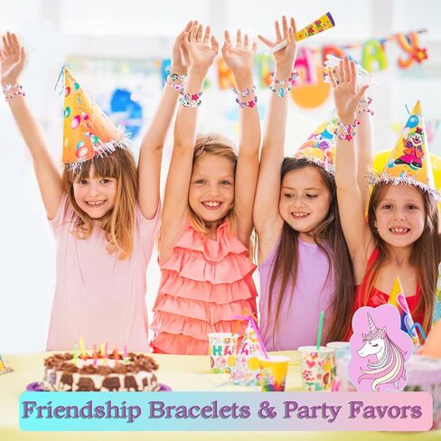 12 Pcs Kids Bracelets for Toddlers Girls - Unicorn Party Favors Pinata Stuffers Birthday Goodies Bag Stuffers Fillers, Cute Wooden Beaded Bracelets Rainbow Heart Pendants Play Jewelry Gifts in Saudi Arabia