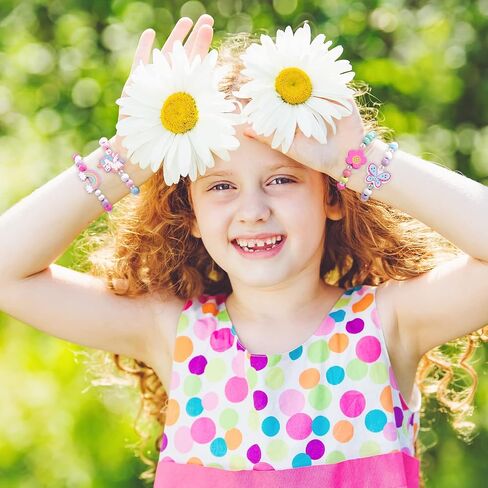 12 Pcs Kids Bracelets for Toddlers Girls - Unicorn Party Favors Pinata Stuffers Birthday Goodies Bag Stuffers Fillers, Cute Wooden Beaded Bracelets Rainbow Heart Pendants Play Jewelry Gifts in Saudi Arabia