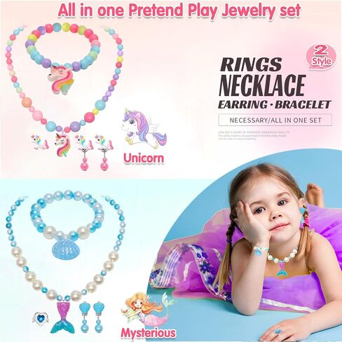 Toys for Girls Jewelry,37PCS Princess Toddler Girl Toys Age 6-8 for Pretend Play & Dress Up, Adjustable Ring Clip on Earrings Kids Toys for 3 4 5 6 7 8 9 Year Old Girls Christmas Birthday Gifts Ideas in Kuwait