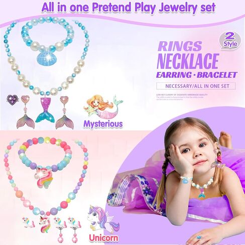 Toys for Girls Jewelry,37PCS Princess Toddler Girl Toys Age 6-8 for Pretend Play & Dress Up, Adjustable Ring Clip on Earrings Kids Toys for 3 4 5 6 7 8 9 Year Old Girls Christmas Birthday Gifts Ideas in Kuwait
