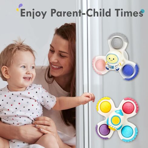 ALASOU 3PCS Pop Suction Cup Spinner Toys for 1 Year Old Boy Girl|Novelty Spinning Tops Toddler Toys Age 1-2|Sensory Baby Bath Toys for Toddlers 1-3|12 18 Months Boy Birthday Gift for Infant in Kuwait