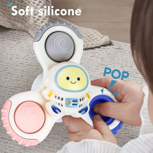 ALASOU 3PCS Pop Suction Cup Spinner Toys for 1 Year Old Boy Girl|Novelty Spinning Tops Toddler Toys Age 1-2|Sensory Baby Bath Toys for Toddlers 1-3|12 18 Months Boy Birthday Gift for Infant in Kuwait
