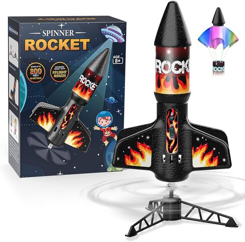 Rocket Launcher for Kids, Self Launching Motorized Air Rocket Toy, Outdoor Toys for Ages 8-12, Model Rockets with Parachute Safely Land, Spaceship Launch up to 200 ft Birthday Gifts for Boys in Kuwait