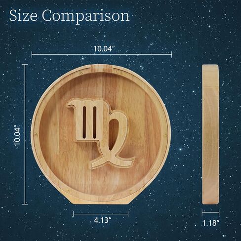 WOOD CITY Wooden Horoscope Piggy Bank for Kids Boys Girls, 10" Large Personalized Bills and Coins Bank Money Box for Toddlers, Creative Birthday Gift for Real-Money, Home Decorations (Virgo) in Saudi Arabia