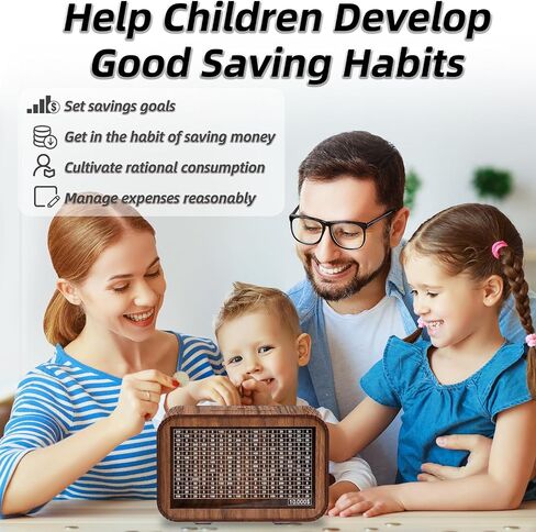 4-in-1 Piggy Bank for Adults Kids - Fully Assembled Wooden Money Saving Challenge Box(1000/3000/5000/10000) - Money Bank with Counter and Dry Erase Pen - Kakeibo Money Box for Cash Coin - BestGift in Saudi Arabia