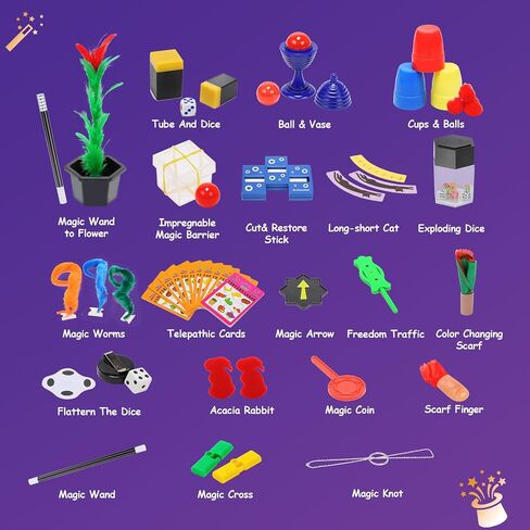 Magic Kit-Magic Tricks for Kids Ages 6-8,75+ Magic Kit for Kids 8-12 with Flattern The Dice,Acacia Rabbit, for Kids Boys Girls in Saudi Arabia