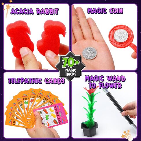 Magic Kit-Magic Tricks for Kids Ages 6-8,75+ Magic Kit for Kids 8-12 with Flattern The Dice,Acacia Rabbit, for Kids Boys Girls in Saudi Arabia