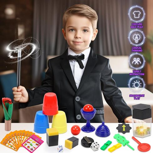 Magic Kit-Magic Tricks for Kids Ages 6-8,75+ Magic Kit for Kids 8-12 with Flattern The Dice,Acacia Rabbit, for Kids Boys Girls in Saudi Arabia