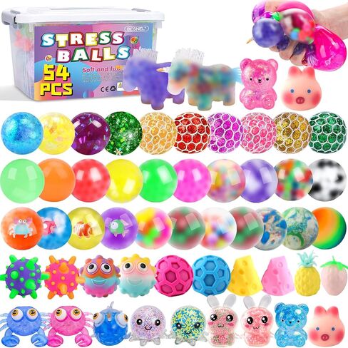 Stress Balls 4 Pack for Adults and Kids, Squeeze Toys, Sensory Toys for Kids with Autism, Squishy Fidget Toys for Stress and Anxiety Relief, Prize for Classroom in Saudi Arabia