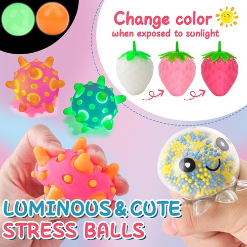 Stress Balls 4 Pack for Adults and Kids, Squeeze Toys, Sensory Toys for Kids with Autism, Squishy Fidget Toys for Stress and Anxiety Relief, Prize for Classroom in Saudi Arabia