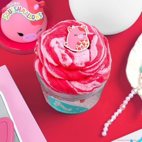 Original Squishmallows Calynda The Cow Premium Cloud Slime, 8 oz. Fluffy Slime, Strawberry Scented, 3 Fun Slime Add Ins, Pre-Made Slime for Kids, Great 6 Year Old Toys, Super Soft Sludge Toy in Saudi Arabia