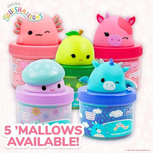 Original Squishmallows Calynda The Cow Premium Cloud Slime, 8 oz. Fluffy Slime, Strawberry Scented, 3 Fun Slime Add Ins, Pre-Made Slime for Kids, Great 6 Year Old Toys, Super Soft Sludge Toy in Saudi Arabia