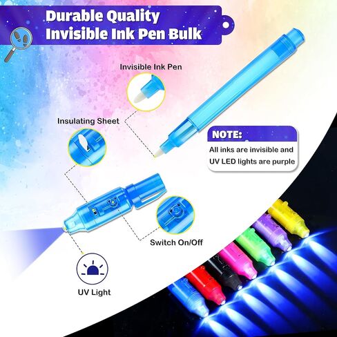 Joycover Invisible Ink Pen with UV Light for Kids, 28PCS Spy Pen Party Favors for Kids 4-8 8-12, Birthday Party Supplies Classroom School Goody Bag Stuffers for Boys Girls in Kuwait