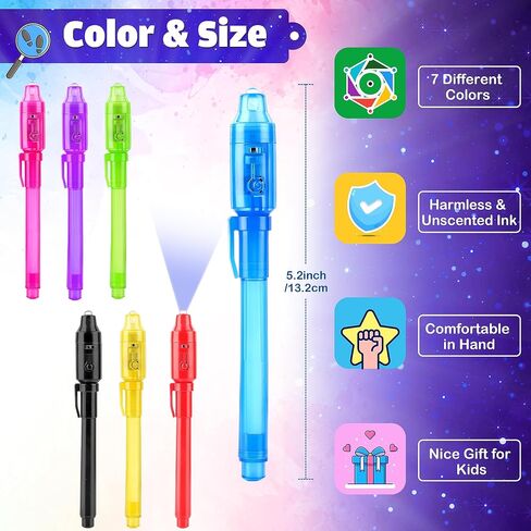 Joycover Invisible Ink Pen with UV Light for Kids, 28PCS Spy Pen Party Favors for Kids 4-8 8-12, Birthday Party Supplies Classroom School Goody Bag Stuffers for Boys Girls in Kuwait