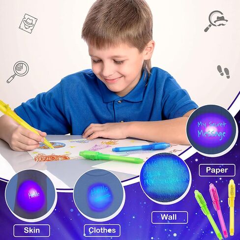 Joycover Invisible Ink Pen with UV Light for Kids, 28PCS Spy Pen Party Favors for Kids 4-8 8-12, Birthday Party Supplies Classroom School Goody Bag Stuffers for Boys Girls in Kuwait