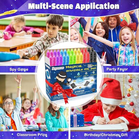 Joycover Invisible Ink Pen with UV Light for Kids, 28PCS Spy Pen Party Favors for Kids 4-8 8-12, Birthday Party Supplies Classroom School Goody Bag Stuffers for Boys Girls in Kuwait