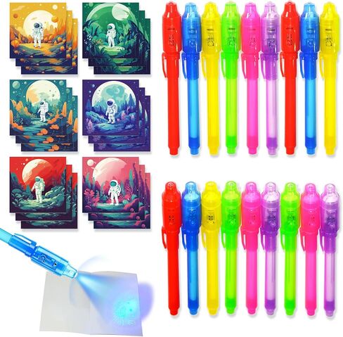 Invisible Ink Pen with Light, 6 Pcs Magic Spy Pen for Secret Message, Birthday Party, and Kids Halloween Goodies Bags Toy in Saudi Arabia
