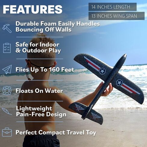 Airplane Toy for Kids - 3 Pack Safe & Easy to Throw Foam Airplanes for Kids in Kuwait
