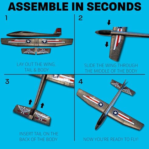 Airplane Toy for Kids - 3 Pack Safe & Easy to Throw Foam Airplanes for Kids in Kuwait