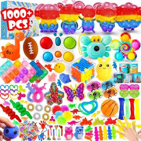 1000pcs حزمة ألعاب Fidget ، تفضل الحفلات السائبة للأطفال ، وتخزين الحشوات ، وصندوق الكنز ، وحفل عيد ميلاد ، وجوائز الكرنفال الفصول الدراسية ، وأشكال Pinata ، و goodie أكياس ، وتخفيف الإجهاد ، واللعب الحسي