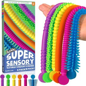 BUNMO Stretchy Strings - Sensory Toys for Toddlers - Stimulating & Addictive Sensory Toys for Kids - Fidget Toy - Hours of Fun for Kids - Non-Mouthable Toy 3+ - Glow 6 Pack