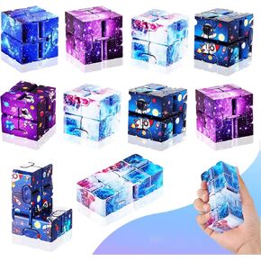 12 قطعة مكعبات Infinity ، ألعاب Mini Cool Cool for Kids and Adult ， الأدوات الحسية الأفضل للإجهاد. تم تململ اليد الكتل. (ملون)