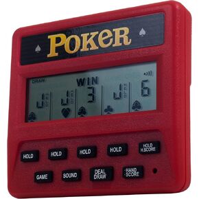 Trademark Poker 5-in-1 Poker Game – Electronic Handheld Games Including Draw, Deuces, Bonus, 2X and 2x2 Bonus – Pocket-Sized Game for Travel, Red, 0.625 in Long x 3.875 Wide x 3.375 in high
