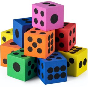 Foam Dice Set - Bulk Pack of 36, 1.5 Inch Large Assorted Colorful Foam Dice Cubes with Number Dots, Use for Kids, Classrooms, Math Games, Building Toys, Party Supplies by Bedwina
