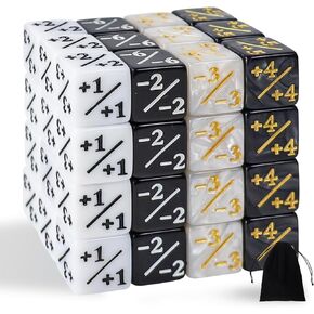 48 Pieces MTG Dice Counters Token Dice, Magic The Gathering Glitter Sparkle Dice, Loyalty Dice Starry Marble D6 Dice Cube Compatible with MTG, CCG, Card Gaming Accessory (Black & White)