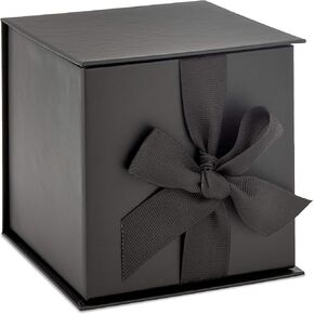 Hallmark Small Gift Box with Bow and Shredded Paper Fill (Grey White 4 inch Gift Box) for Weddings, Bridal Showers, Graduations, Birthdays, Bridesmaids Gifts, All Occasion