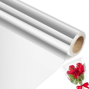 Jutieuo Clear Cellophane Wrap Roll | 100’Ft. Long X 34"In. Extra Wide | 2.5 Mil Thick Crystal Clear with Irregular White Dot | Bouquet, Baskets, Gifts, Crafts, Treats, Wrapping | Food Grade