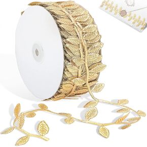 Naidiler Leaf Ribbon, 60 Yards Artificial Green Ribbons for Crafts, Grass Olive Green Leaf Trim Rope for Baby Shower Wedding Party Wrapping Home Decor Wreath Garland