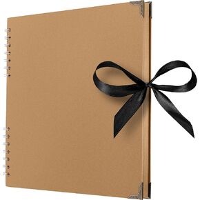 Bstorify Scrapbook Album 60 Pages (8 x 8 Inch) Brown Thick 200gsm Kraft Paper, Photo Album Scrapbook, Memory Book - Ideal for Your Scrapbooking Albums Art & Craft Projects
