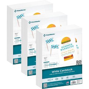 PrintWorks White Cardstock ، Standard ، 67 LB. Vellum ، 92 Bright ، 250 Sheets ، 8.5 × 11 ، للمكتب ، الطباعة المنزلية والمدرسة ، مشاريع الحرفية (00564)