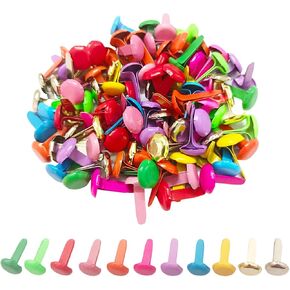 BlingKingdom 100pcs Multicolor Split Pins Pastel Metal Brad Fasteners Brads Round Brads for DIY Crafts Projects Scrapbooking Office (8mm x 14mm)
