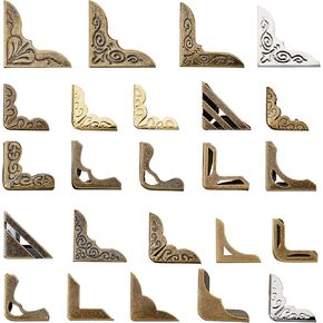 Metal Book Corner Edge Cover Guard Vintage Iron Corner Cover Triangle Carved Decorative Angle Protector Metal Furniture Cover Pad for School Album Scrapbook Notebook (96 Pieces)