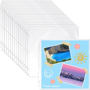 Vmiapxo 100 Pack 12" x 12" Scrapbook Page Protectors, Craft Paper Protective Sleeves Photo Vinyl Storage Pockets Organizer Scrapbook Binder Album Supplies