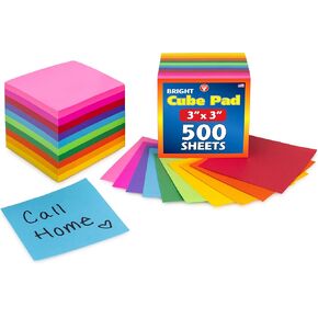 Hygloss Products Bright Pads with 50 Sheets Each, 3 x 5-Inch Paper Sheets - 5 Assorted Colors per Pad - 3 Pads