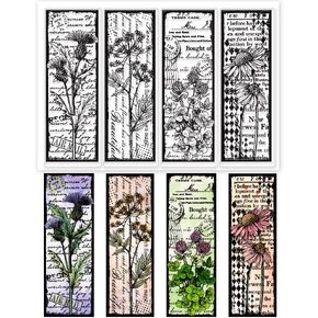 GLOBLELAND Vintage Flower and Text Background Clear Stamps Retro Flower Embossing Stamp Silicone Clear Stamps Seal for DIY Scrapbooking and Card Making Paper Craft Decor