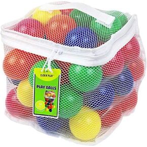 Click N' Play Plastic Balls for Ball Pit, Phthalate & BPA Free, Crush Proof Play Balls for Ball Pit, Pit Balls in Assorted Colors in Reusable and Durable Storage Mesh Bag with Zipper | 200, 1000 count