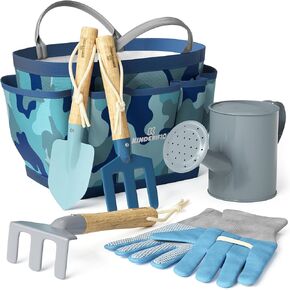 Gardening Set, Tool Kit, for Kids, STEM, Includes Tote Bag, Spade, Watering Can, Rake, Fork, Trowel and Gloves (Petal)