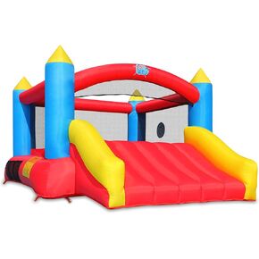Action Air Bounce House, Inflatable Bouncer with Air Blower, Jumping Castle with Slide, Family Backyard Bouncy Castle, Durable Sewn with Extra Thick Material, Idea for Kids