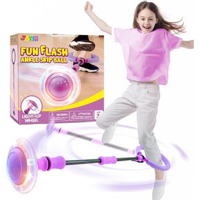 Joyin Pink Skip Skip Ball مع الأضواء الوامضة ، وتخطي لعبة للأطفال داخليًا وخارجيًا ، لعبة ألعاب متأرجحة قابلة للطي ، هدايا عيد ميلاد للأطفال 3 4 5 +