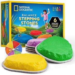 NATIONAL GEOGRAPHIC Stepping Stones for Kids – Durable Non-Slip Stones Encourage Toddler Balance & Gross Motor Skills, Indoor & Outdoor Toys, Obstacle Course, Gifts for Toddlers (Amazon Exclusive)